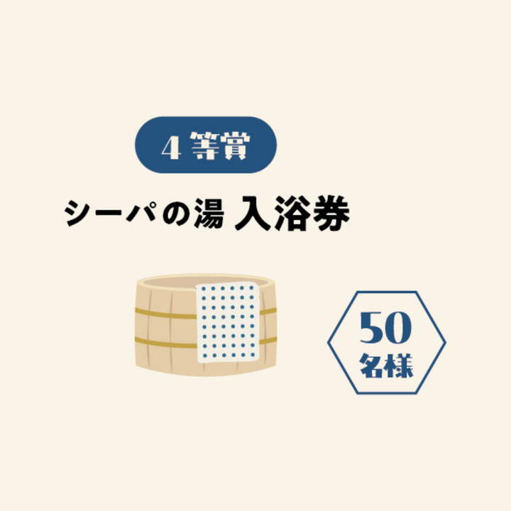4等賞　シーパの湯 入浴券　50名様
